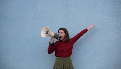 woman with megaphone